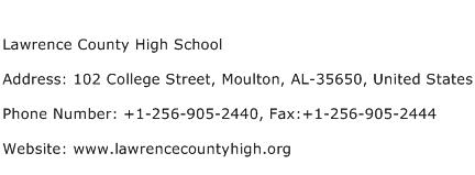 Lawrence County High School Address Contact Number