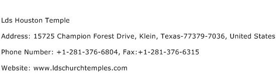 Lds Houston Temple Address Contact Number