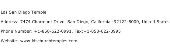 Lds San Diego Temple Address Contact Number