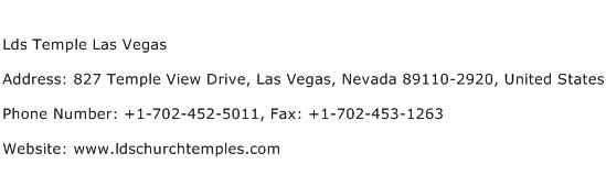 Lds Temple Las Vegas Address Contact Number