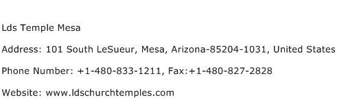 Lds Temple Mesa Address Contact Number