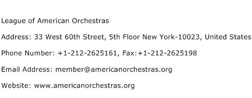 League of American Orchestras Address Contact Number