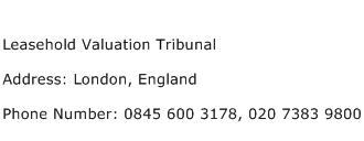 Leasehold Valuation Tribunal Address Contact Number