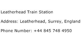 Leatherhead Train Station Address Contact Number