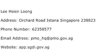 Lee Hsien Loong Address Contact Number