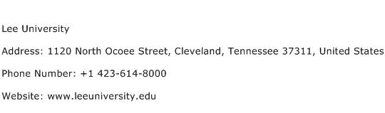 Lee University Address Contact Number