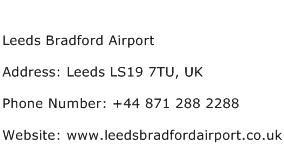 Leeds Bradford Airport Address Contact Number