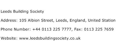 Leeds Building Society Address Contact Number