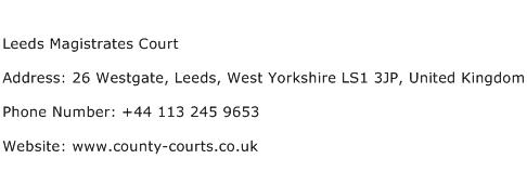 Leeds Magistrates Court Address Contact Number
