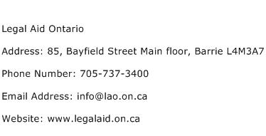 Legal Aid Ontario Address Contact Number