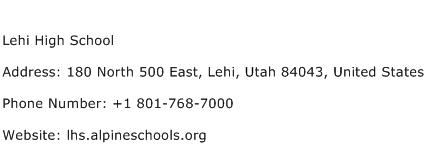 Lehi High School Address Contact Number