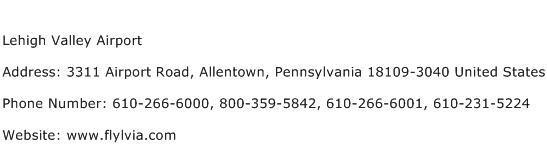 Lehigh Valley Airport Address Contact Number