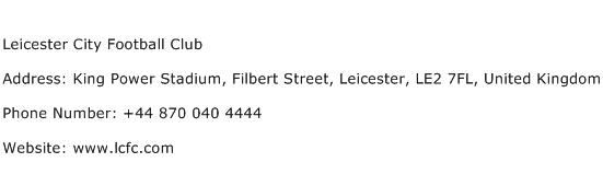 Leicester City Football Club Address Contact Number