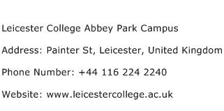 Leicester College Abbey Park Campus Address Contact Number