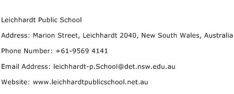 Leichhardt Public School Address Contact Number