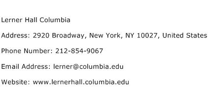 Lerner Hall Columbia Address Contact Number