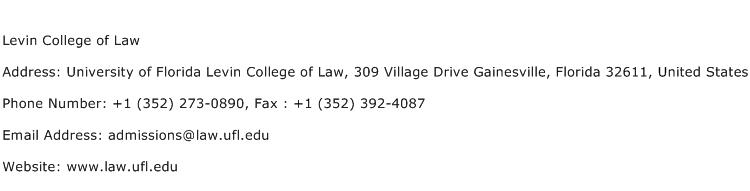 Levin College of Law Address Contact Number