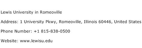 Lewis University in Romeoville Address Contact Number