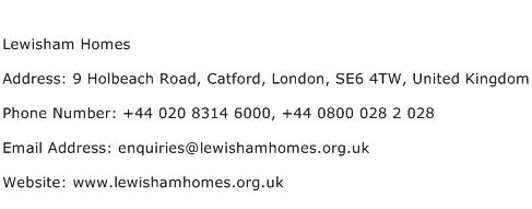 Lewisham Homes Address Contact Number