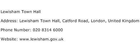 Lewisham Town Hall Address Contact Number