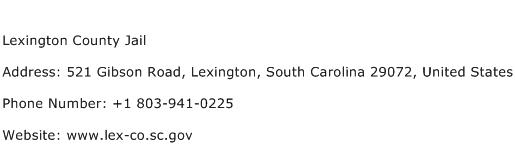 Lexington County Jail Address Contact Number
