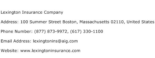 Lexington Insurance Company Address Contact Number