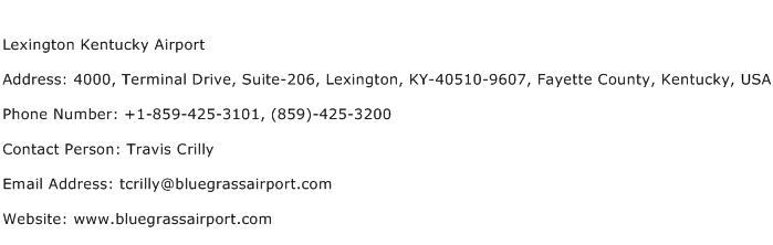 Lexington Kentucky Airport Address Contact Number