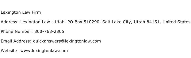 Lexington Law Firm Address Contact Number