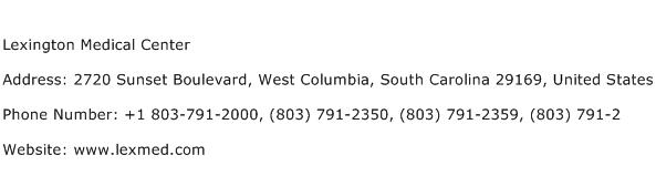 Lexington Medical Center Address Contact Number