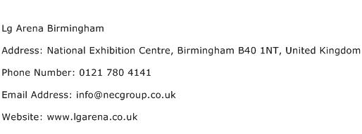 Lg Arena Birmingham Address Contact Number
