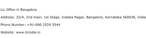 Lic Office in Bangalore Address Contact Number