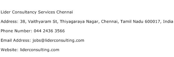Lider Consultancy Services Chennai Address Contact Number