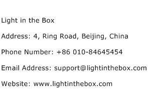 Light in the Box Address Contact Number
