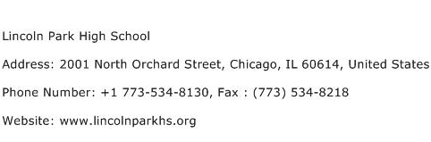 Lincoln Park High School Address Contact Number
