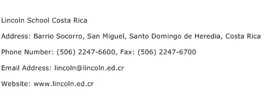 Lincoln School Costa Rica Address Contact Number