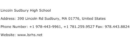 Lincoln Sudbury High School Address Contact Number