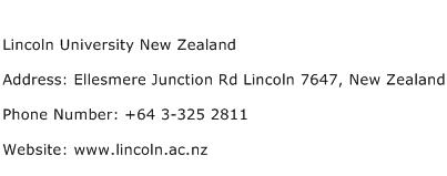 Lincoln University New Zealand Address Contact Number