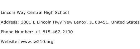 Lincoln Way Central High School Address Contact Number