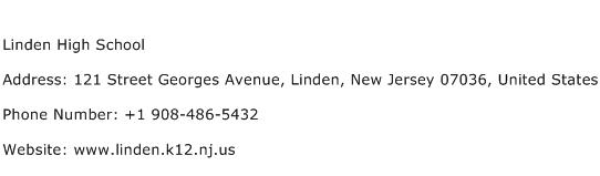 Linden High School Address Contact Number