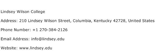 Lindsey Wilson College Address Contact Number