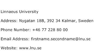 Linnaeus University Address Contact Number