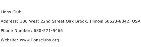 Lions Club Address Contact Number