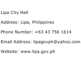 Lipa City Hall Address Contact Number