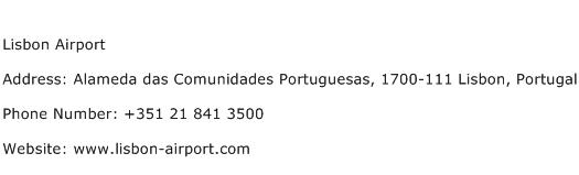 Lisbon Airport Address Contact Number