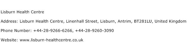 Lisburn Health Centre Address Contact Number