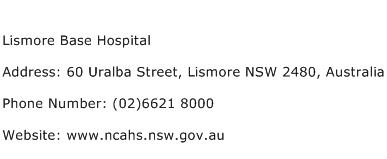Lismore Base Hospital Address Contact Number