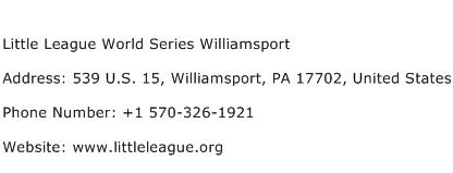 Little League World Series Williamsport Address Contact Number