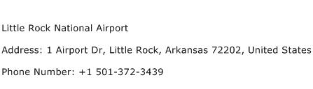 Little Rock National Airport Address Contact Number
