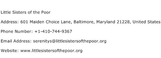 Little Sisters of the Poor Address Contact Number
