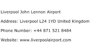 Liverpool John Lennon Airport Address Contact Number